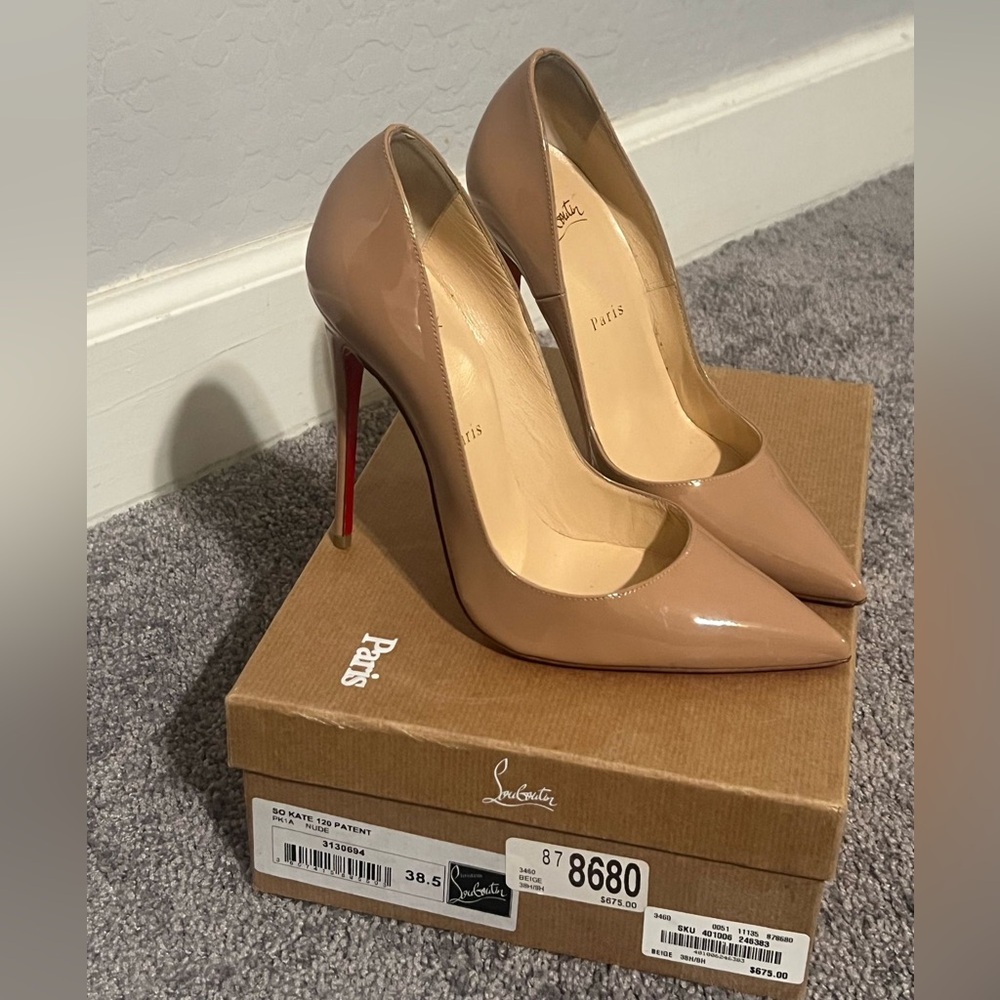 Christian Louboutin Nude Patent Leather Pumps